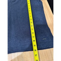 Hugo Boss Slim Fit Henley Shirt Mens Large Navy Blue Cotton Short Sleeve Knit