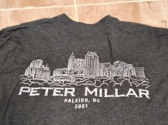 Men’s Peter Millar Shirt Skyline Graphic NC 2001 Logo Gray Long Sleeve Sz L