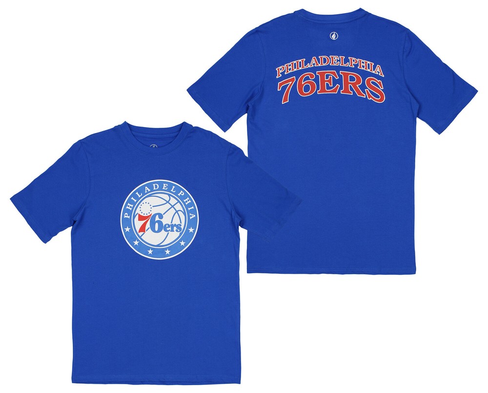 FISLL NBA Men’s Philadelphia 76ers Team Color, Name and Logo Premium T-Shirt