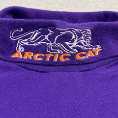 Vintage Arctic Cat Mock Neck Shirt Purple Embroidered Logo Adult S Snowmobile