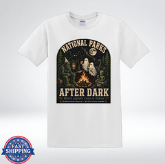 National Parks After Dark Cryptid Campfire Bigfoot Mothman Graphic T-Shirt