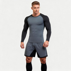 2 Packs Men’s Compression Shirts Long Sleeve Athletic Workout Gym Active Sports