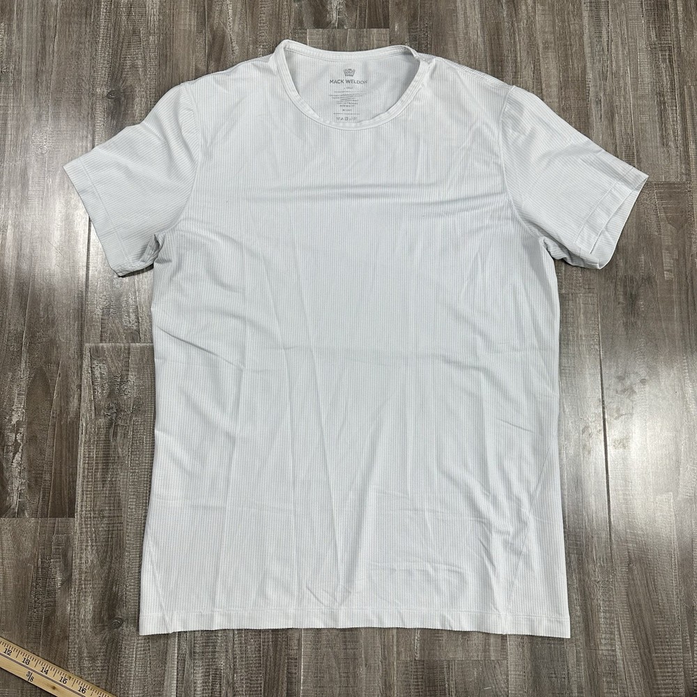 Mack Weldon Men’s Performance Crew Neck T-Shirt Large White Short Sleeve Waffle