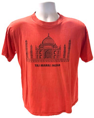 Vintage Taj Mahal India T Shirt Made In India Tourist Graphic Red Tee Fits M