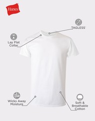 Hanes Men’s White Crewneck T-Shirt 6-Pack Undershirt Tee TAGLESS FreshIQ Comfort