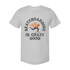 Unisex Skateboarding Graphic T Shirt With Flaming Skater Illustration And Is Cra
