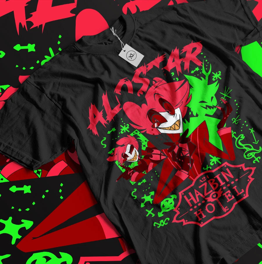 Anime Alastor Hazbin Hotel Graphic Black T-Shirt Size S-5XL