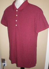 NITAGUT Mens BURGUNDY WINE Casual Short Sleeve Collared Ribbed Knit POLO Shirt S