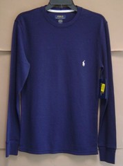 NWT POLO RALPH LAUREN S WAFFLE KNIT CREW LOUNGE PAJAMA SLEEP SHIRT Navy PWLCRL