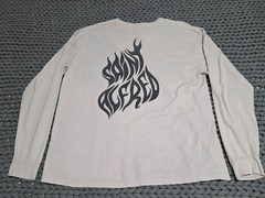 Saint Alfred Tattoo Spell Out Logo Long Sleeve Beige Pullover Shirt SZ XL