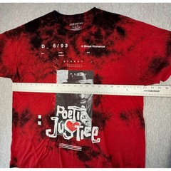 2Pac Poetic Justice Red Black Tie Dye Graphic Tee Large Tupac Streetwear Shirt