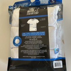 Starter Men’s V-Neck Cotton Essentials Shirts 3pk Size Small in White