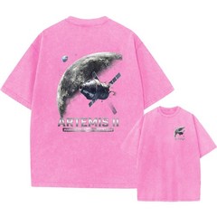 Oversized Vintage Washed T-Shirt, Artemis II Graphic Tee, Casual Unisex Tee