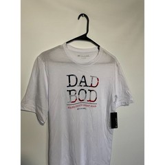 Travis Mathew Dad Bod Tee Shirt Mens Small White Graphic Pima Cotton Golf NWT