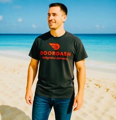 DoorDash Delivery Driver Black T-Shirt Men’s Size L Graphic Logo Pre-Owned