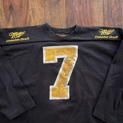 Vintage Miller Genuine Draft Shirt Sz Large Black 3/4 Sleeve Jersey Holoubek 90s