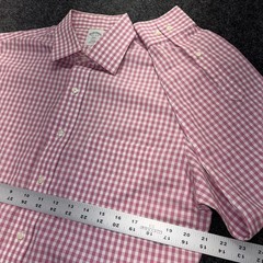 MENS BROOKS BROTHERS PINK WHITE CHECK Men Sz 15.5 4/5 Slim Fit Cotton Button Up