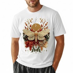 Boho Moth T-Shirt Celestial Moon Phase Insect Nature Botanical Cottagecore