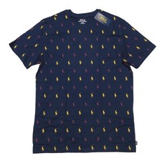 Polo Ralph Lauren Men’s Navy All Over Pony Logo Graphic Crew-Neck Sleep T-Shirt