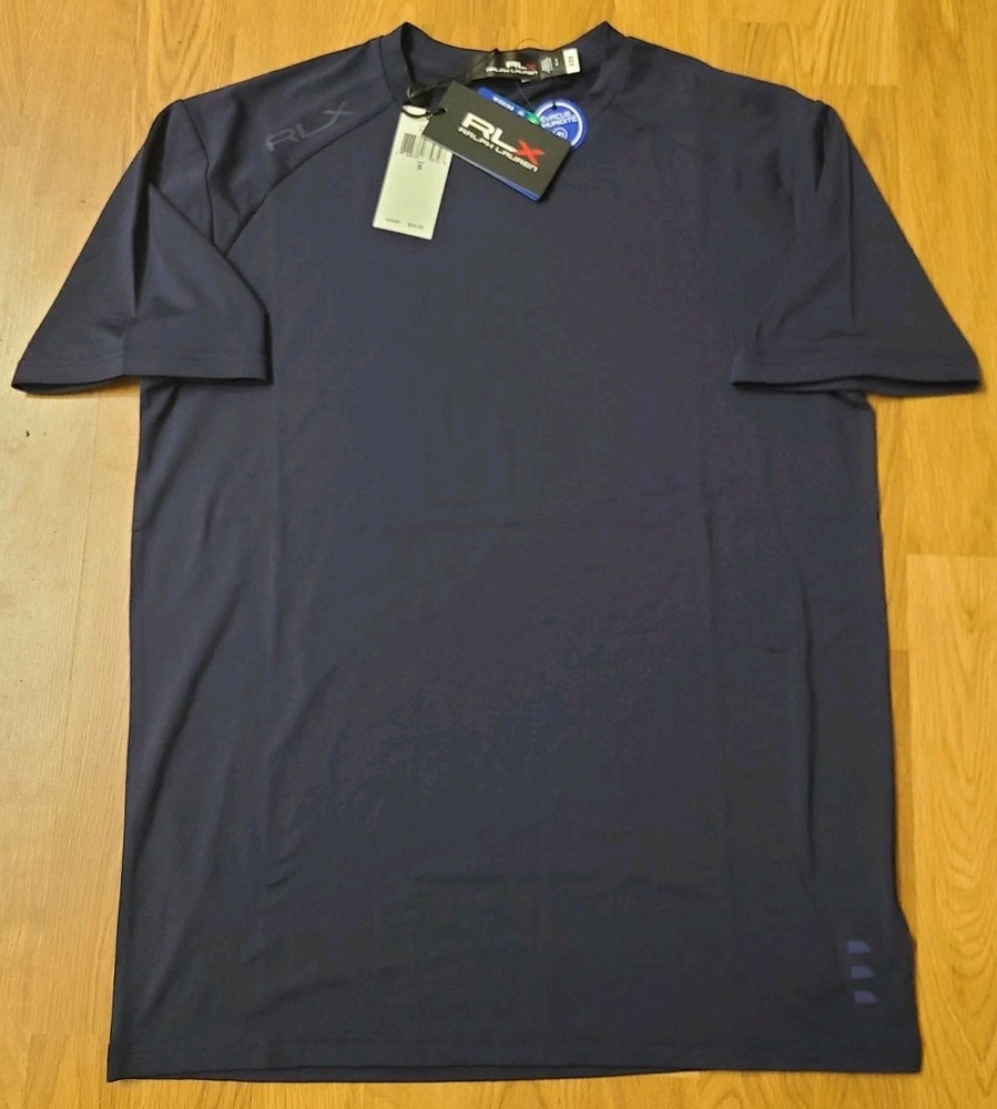 $59.50 RLX Ralph Lauren Men’s SMALL Navy Solid Crew-Neck S/S Golf T-Shirt NWT