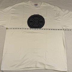 Hanes Beefy-T Asphalt Jungle 100 LBS Weight Plate Graphic T-Shirt Mens XL White