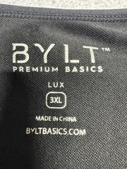 BYLT Drop Cut LUX Shirt Mens 3XL Black Curved Hem Tagless Stretch Tee Casual