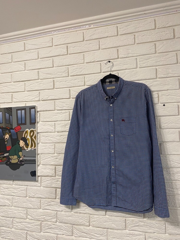 Burberry Brit Blue Dress Button Down Shirt Mens Size: L Casual Formal Work