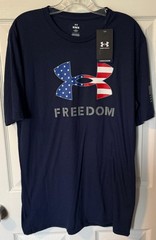 3 NEW Under Armour Men’s Shirts Logo Graphic Freedom Military Flag M Shirt NWT