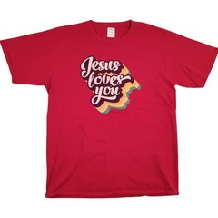 Jesus Loves You Shirt Mens Large Red Christian Graphic Tee Port & Company Faith