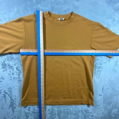 UNIQLO U AIRism Cotton T-Shirt Mens Small Mustard Yellow Ochre Oversized Tee