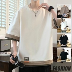 Mens Three Quarter Sleeve Casual Layered T Shirt