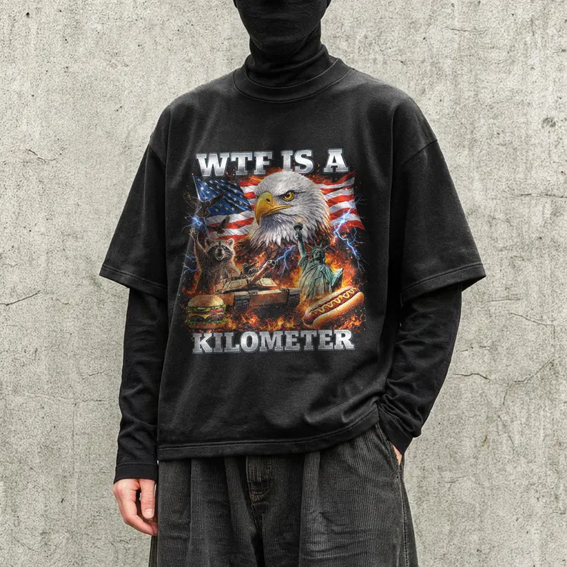 WTF Is A Kilometer Shirt Funny Patriotic USA Eagle 4th of July T-Shirt
