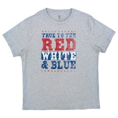 Mens Heather Gray Patriotic Americana Red White Blue Graphic T-Shirt