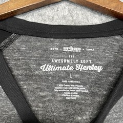 Urban Pipeline NWT Ultimate Henley Short Sleeve Baseball Gray Black Mens L Soft