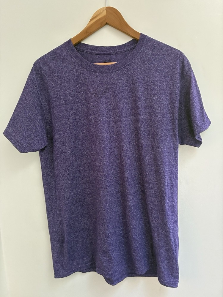 Fruit Of The Loom Men’s Marled Purple Cotton Polyester Blend Crewneck T-Shirt M