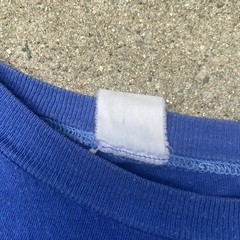 Vintage 50s 60s Blue Pocket Tee Shirt Cotton Single Stitch Blank Cropped Boxy