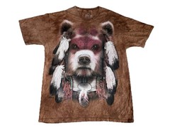 The Mountain Warrior Bear Tye Dye Tshirt Sz LG, Nature Liquid Blue Native