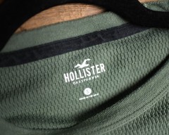 Hollister Shirt Mens Small Green Waffle Knit Thermal Long Sleeve Curved Hem S