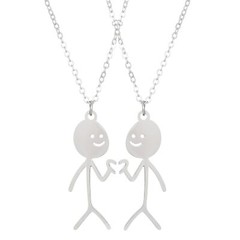 2 Pack Creative Funny Doodle Necklace Matchstick Hand Design Jewelry Gift
