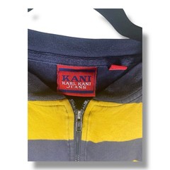 Vintage Karl Kani Striped Blue Yellow Men’s Size XL 1/4 Zip Long Sleeve