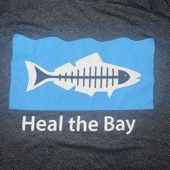 New Santa Monica ‘Heal the Bay’ Radioactive Fish Shirt Men’s Small Gray Surfer