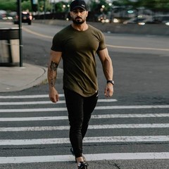 TEZO Mens Gym Workout Slim Fit Short Sleeve T-Shirt Cotton Performance Athlet…