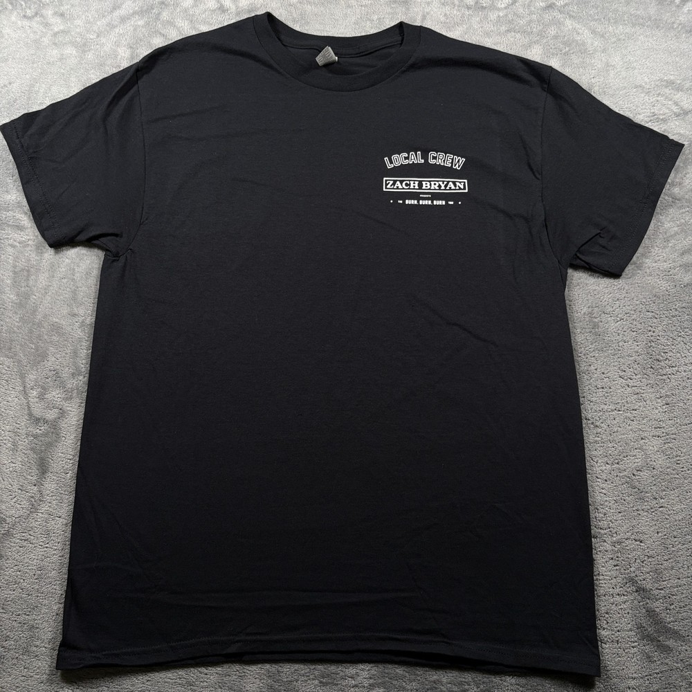 Zach Bryan Local Crew Tour Gildan T-Shirt Mens Large Black Cotton Crew Neck