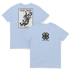 Lucky Brand No Luck Given Graphic Tee Dark Gothic Rabbit Streetwear Shirt