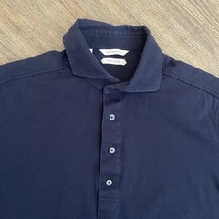 Suit Supply Extra Slim Fit Polo Shirt Pure Cotton Navy Blue Mens 41/42 16/16.5