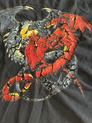 Vintage 1994 Liquid Blue Red and Blue Dragons Black shirt Large