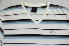 Vintage Y2K Karl Kani Gold Striped V-Neck Short Sleeve T-Shirt Size 2XL