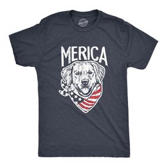 Mens Merica Dog T Shirt Funny USA Flag Bandana Pet Puppy Lover Tee