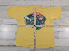 Vintage 70s Single Stitch Shirt Mens Large Yellow Surfer Graphic Double Sided