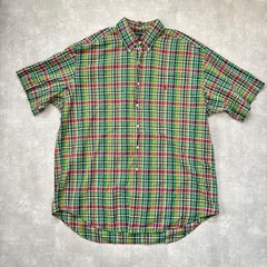 Ralph Lauren Blake Madras Check Short Sleeve Shirt XL Red Pony Made in India Fo